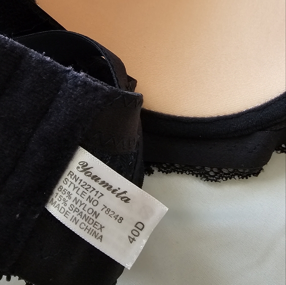 YOUMITA WOMENS BLACK LACE BRA SIZE 40D - Picture 2 of 7